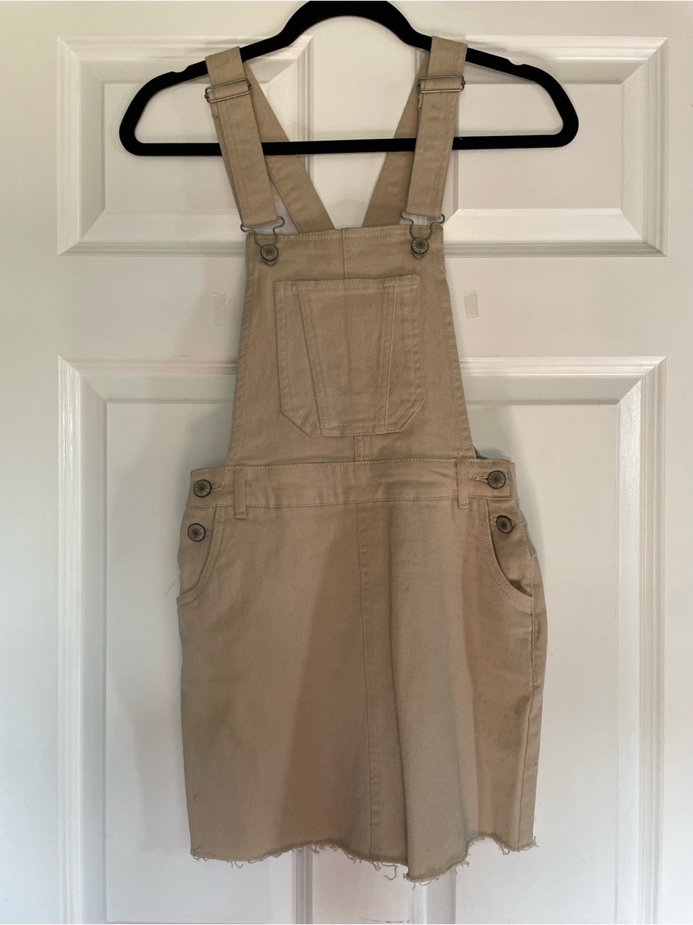 Beige Denim Overall Dress